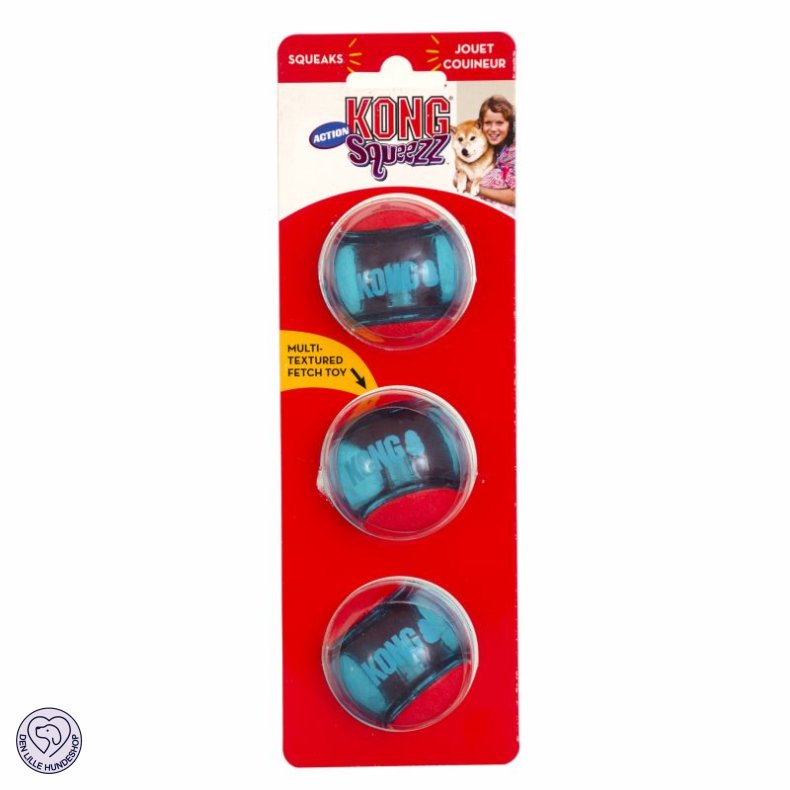 KONG Squeezz Action Ball 3p Flerfarvet medium